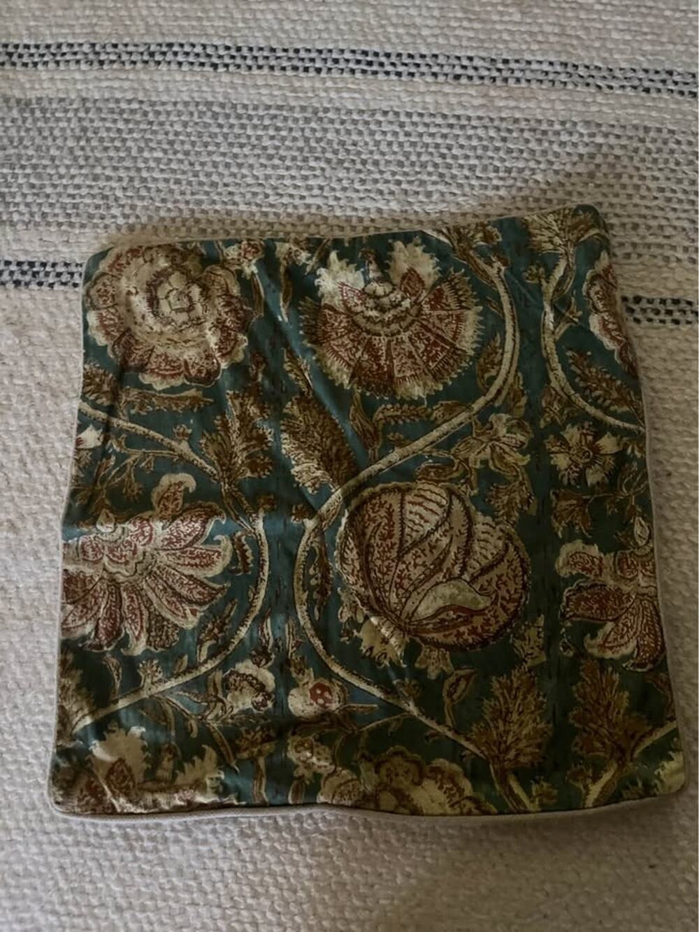 Vintage 90s Pottery Barn Palampore Floral Botanical Square Pillow Cover 20x20